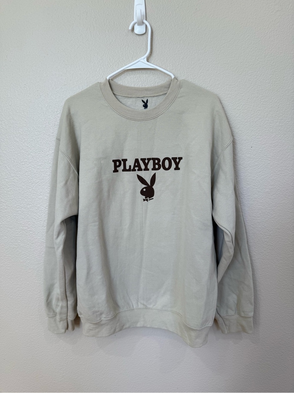 PLAYBOY Beige Crewneck Sweatshirt with Brown Logo
